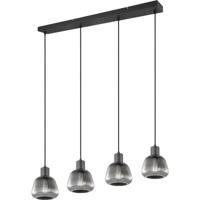 LED Hanglamp - Hangverlichting - Trion Arif - E27 Fitting - 4-lichts - Rechthoek - Mat Zwart - Metaal