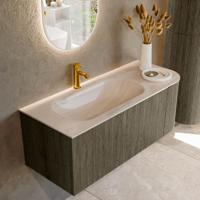 Badmeubel Mondiaz Kurve-Dlux | 115 cm | Meubelkleur Shadow | Wastafelkleur Meli | Solid surface | Wasbak linker zijde spoelbak | 1 kraangat