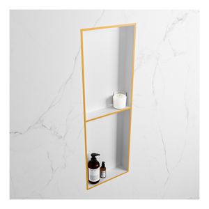 Wandnis Solid Surface Easy | In- en opbouw | 30x150x8 cm | 2 vakken | Ocher/Talc