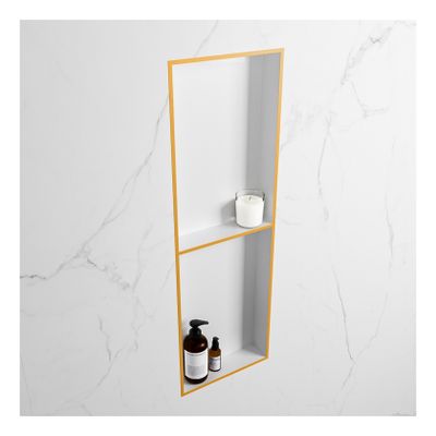Wandnis Solid Surface Easy | In- en opbouw | 30x150x8 cm | 2 vakken | Ocher/Talc