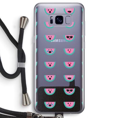 Smiley watermeloenprint: Samsung Galaxy S8 Transparant Hoesje met koord