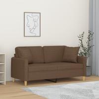 Tweezitsbank met sierkussens 140 cm stof bruin