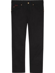 Gucci embroidered-logo straight-leg trousers - Noir