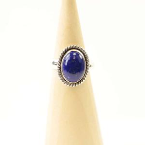 Zilveren Ring Mt. 7/55 met Lapis Lazulli, Handgesmeed uit Nepal