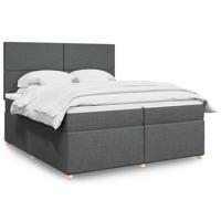 Boxspring met matras stof donkergrijs 200x200 cm