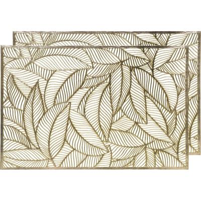 Decoris Tafel placemats - 2x - gouden bladeren - 30 x 45 cm - diner - ontbijt - kerst