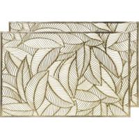 Decoris Tafel placemats - 2x - gouden bladeren - 30 x 45 cm - diner - ontbijt - kerst