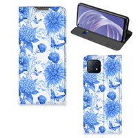 Smart Cover voor OPPO A73 5G Flowers Blue
