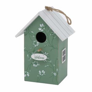 Vogelhuisje/nestkastjes groen/wit hout 22 cm