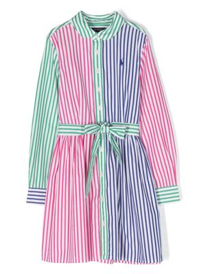 POLO RALPH LAUREN KIDS robe-chemise Polo Pony à rayures - Blanc
