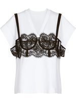 Dolce & Gabbana t-shirt bustier à empiècements en dentelle - Blanc - thumbnail