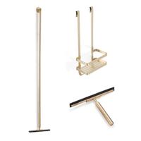 Douche accessoiresset SaniClear Brass | Met wissers en shampoohouder | Geborsteld messing - Mat goud