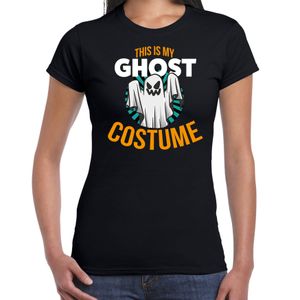 Ghost costume halloween verkleed t-shirt zwart voor dames