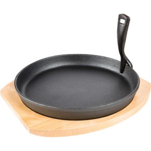 Cast Iron Cooking Plate & Holder Bak-/braadpan