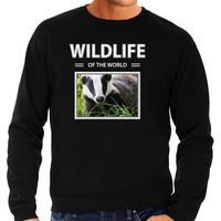 Das sweater / trui met dieren foto wildlife of the world zwart voor heren