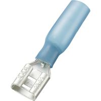 Conrad Components 738960 Platte stekker (female) Met krimpkous Insteekbreedte: 6.4 mm Insteekdikte: 0.8 mm 180 ° Deels geïsoleerd Blauw 30 stuk(s) - thumbnail