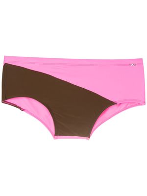 Amir Slama slip de bain à empiècements contrastants - Marron