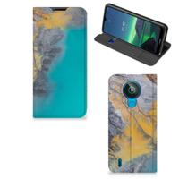 Nokia 1.4 | Standcase | Marble Blue Gold