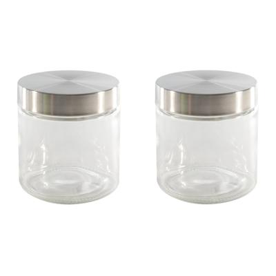 Keuken voedsel voorraadpot - Set van 3x stuks - opslag bewaarpot - 750 ml - glas - met RVS deksel