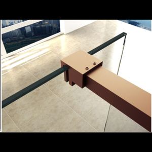 BWS Inloopdouche Pro Line Rookglas Geborsteld Brons Koper Profiel en Stang (ALLE MATEN)