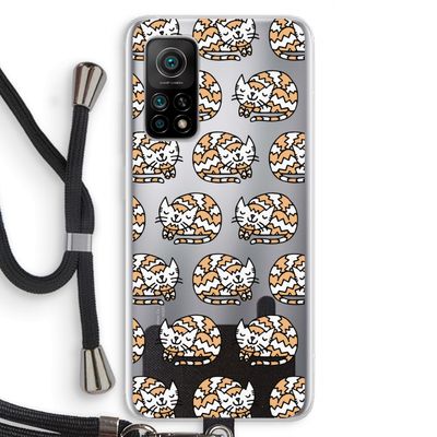 Slapende poes: Xiaomi Mi 10T 5G Transparant Hoesje met koord
