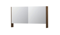 INK SPK3 spiegelkast met 2 dubbel gespiegelde deuren, open planchet, stopcontact en schakelaar 140 x 14 x 74 cm, massief eiken chocolate