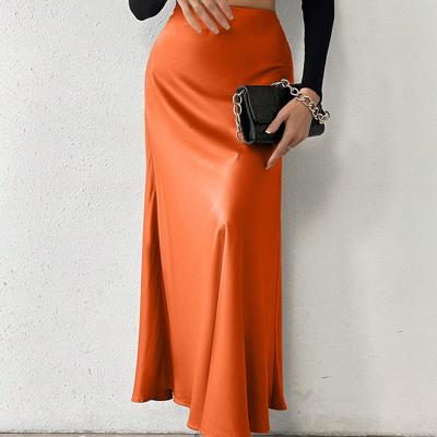 Bon&Bon Leopard Print Maxi Skirt - Coffee Brown Elegant Straight Skirt Orange / L