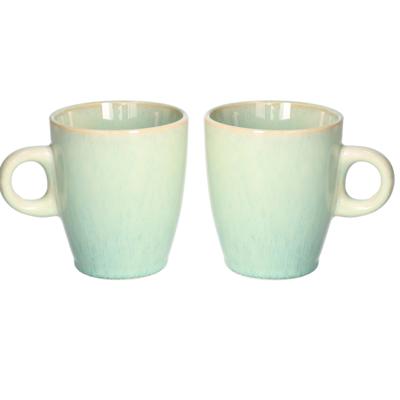 Siaki Koffiemok / theemok Faye - set 2x - groen - 220 ml - mokken - keramiek