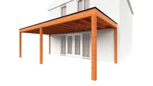 Trendhout Aanbouwveranda Modena 725x365 cm- Plat dak- Hout- Trendhout