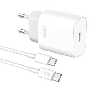 XO L91EU Snelle wandoplader met USB-C kabel - 25W - Wit