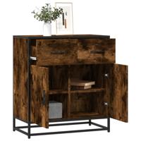 Dressoir 68x35x76 cm bewerkt hout en metaal gerookt eiken