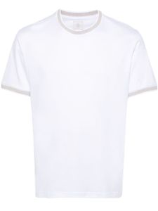 Eleventy t-shirt à bords rayés - Blanc
