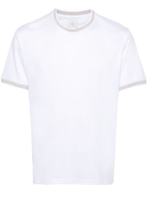 Eleventy t-shirt à bords rayés - Blanc