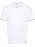 Eleventy t-shirt à bords rayés - Blanc