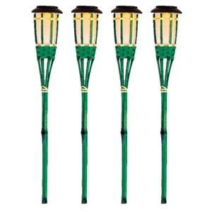 4x Groene buiten/tuin Led fakkel Bodi solar verlichting 54 cm vlam