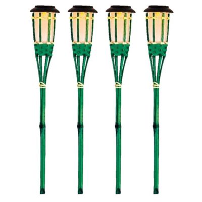 4x Groene buiten/tuin Led fakkel Bodi solar verlichting 54 cm vlam