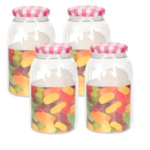 Weckpot/inmaakpot Classic - 4x - 750 ml - kunststof - draaideksel - roze - D9 x H15 cm