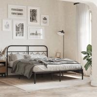 Bedframe met hoofdbord metaal zwart 140x190 cm