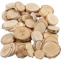 Kleine houten schijfjes mix circa 280x stuks - Houten knutselstokjes - thumbnail