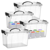 Opslagbox met deksel - 4x - transparant grijs - 11 liter - 34 x 24 x 21 cm - kunststof