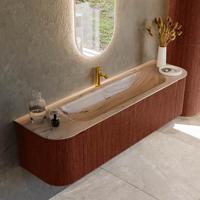 Badmeubel Mondiaz Kurve-Dlux | 170 cm | Meubelkleur Ruby | Wastafelkleur Arena | Solid surface | Wasbak midden spoelbak | 1 kraangat Badmeubel Mondiaz Kurve-Dlux | 170 cm | Meubelkleur Ruby | Wastafelkleur Arena | Solid surface | Wasbak midden spoelbak | 1 kraangat