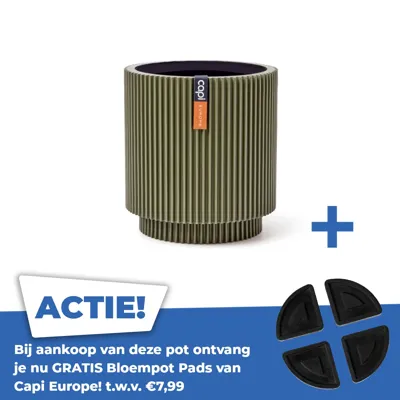 Vaas cilinder groove d8h9cm groen