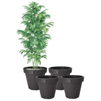 Pro Garden Bloempot - 4x - antraciet - rond - D50 cm - kunststof - plantenpot - tuin buiten