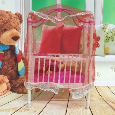 5 PC'S Doll House kunststof baby cot miniatuur meubilair slaapkamer decoratie