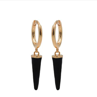 Karma Oorringen Hinged Hoops Emaille Long Cone Zwart Rosé