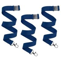 Keycord/lanyard koord - 50x - donkerblauw - met sleutelhanger - 50 cm