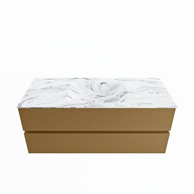 MONDIAZ VICA-DLUX 120cm badmeubel onderkast Oro 2 lades. Inbouw wastafel CLOUD midden 1 kraangat, kleur Glace.