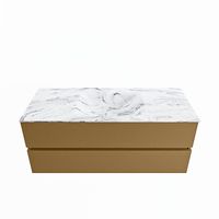 MONDIAZ VICA-DLUX 120cm badmeubel onderkast Oro 2 lades. Inbouw wastafel CLOUD midden 1 kraangat, kleur Glace.
