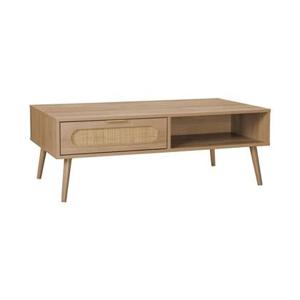 sweeek - Scandinavische salontafel met afgerond riet, 1 lade