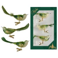 9x stuks luxe glazen decoratie vogels op clip groen 11 cm - thumbnail